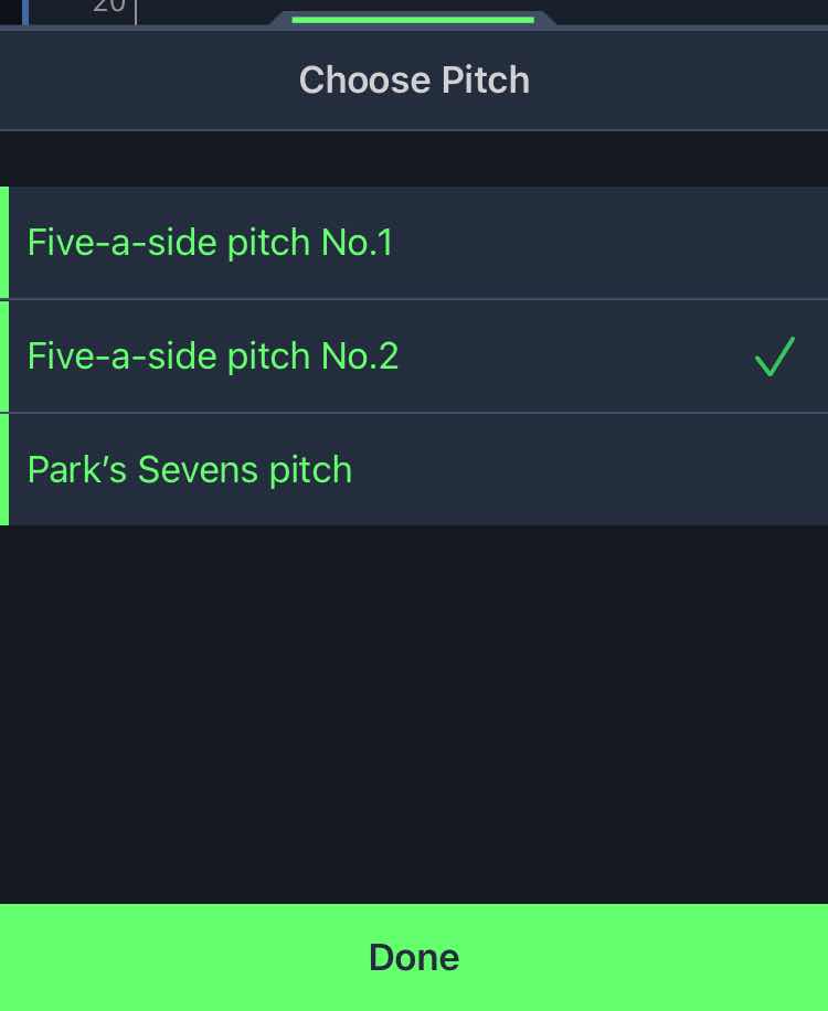 球場的選擇列表