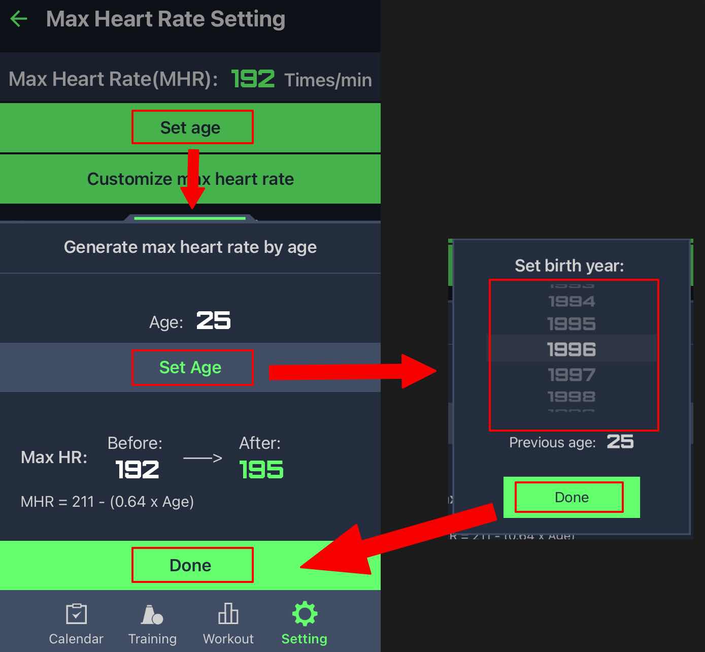 通過年齡設置最大心率
